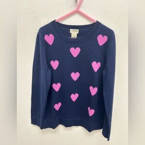 Crewcuts Blue Sweater with Pink Heart Accents